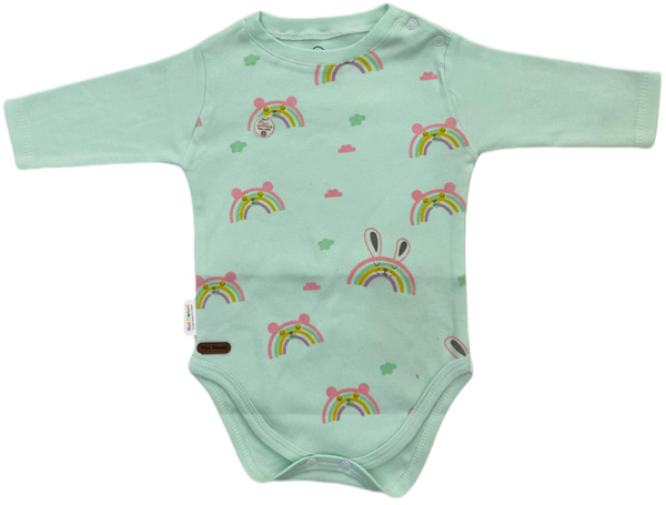 آستین بلند زیر دکمه طرح رنگین کمان