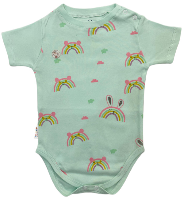 آستین کوتاه زیر دکمه طرح رنگین کمان