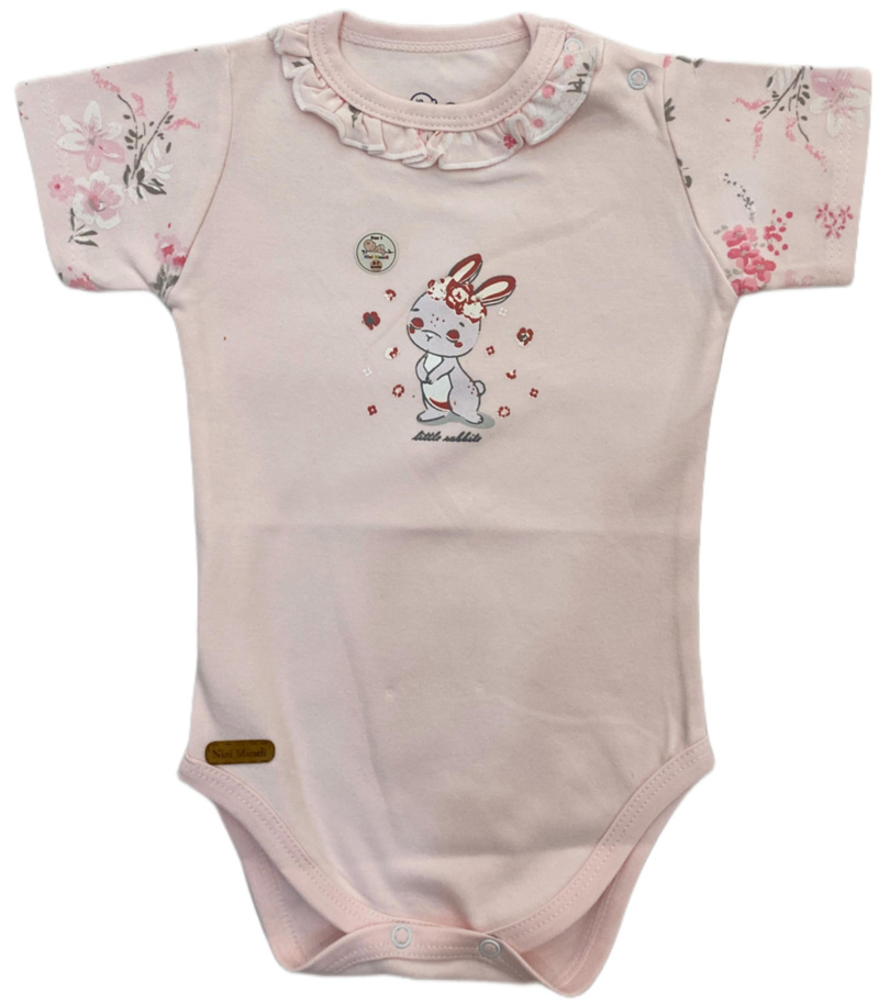 آستین کوتاه زیر دکمه طرح گل بابونه