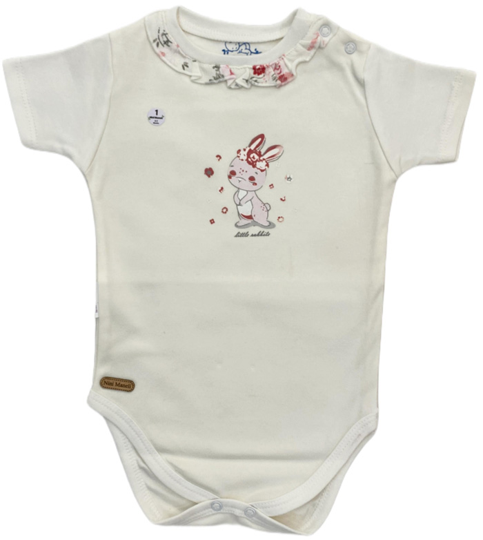 آستین کوتاه زیر دکمه طرح گل بابونه